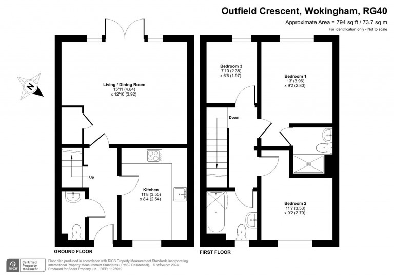 Floorplans For Outfield Crescent, Wokingham